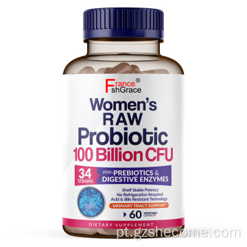 Probióticos para mulheres 100 bilhões de CFUs com prebióticos